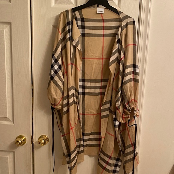 Burberry Beige and Red Plaid Cape